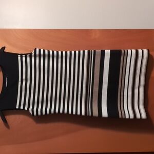 Dressbarn black/cream/off white striped dress, women's 6.